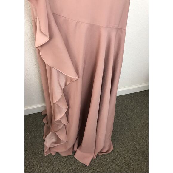 Fame and Partners Maxi Dress Gown Callais Ruffle Open Lace Up - Picture 3 of 9